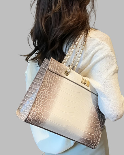 Crocodile Pattern PU Leather Tote Handbag - VOLDRI