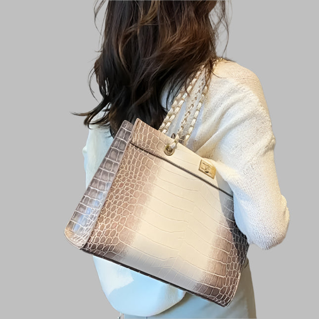 Crocodile Pattern PU Leather Tote Handbag - VOLDRI