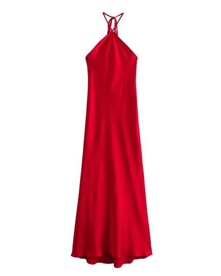 Halter Satin  Midi Dress