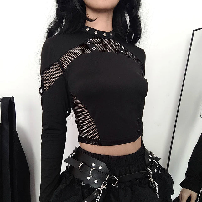 Black See Through Mesh T Shirts