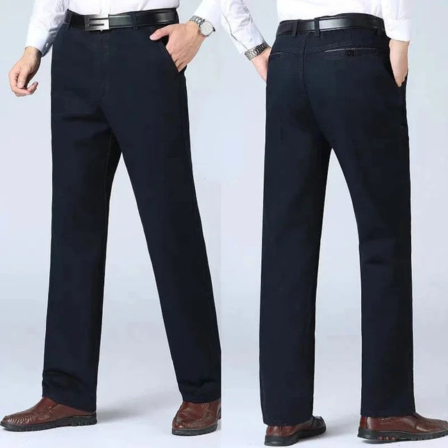 Voldri Men's Cotton Casual Pants - High Waist, Straight Loose Fit -   | Stylish & Elegant Fashion by Voldri