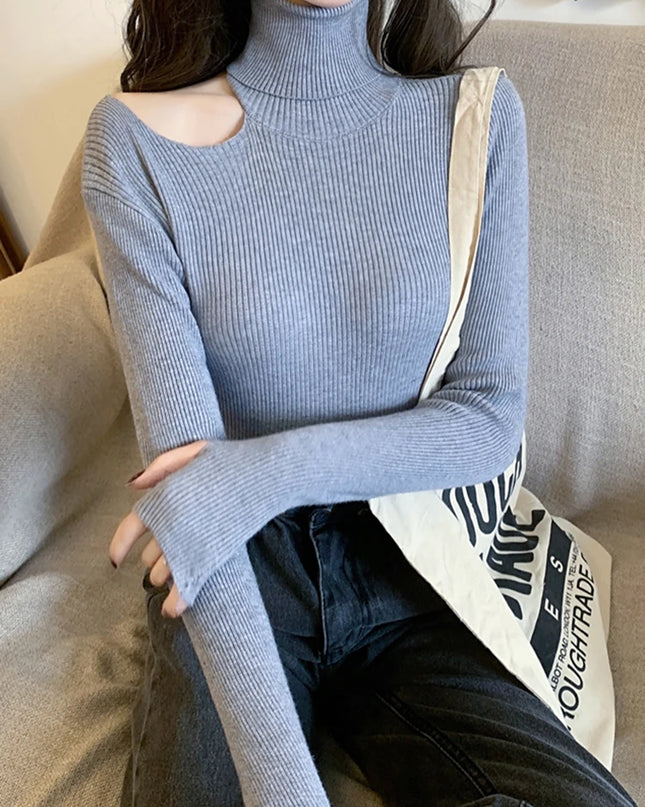 Off Shoulder Turtleneck Knitted - VOLDRI