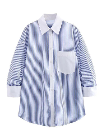 Casual Striped Blouse Shirt - VOLDRI