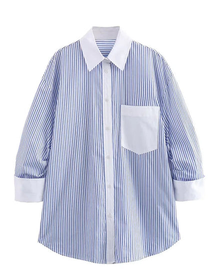 Casual Striped Blouse Shirt - VOLDRI