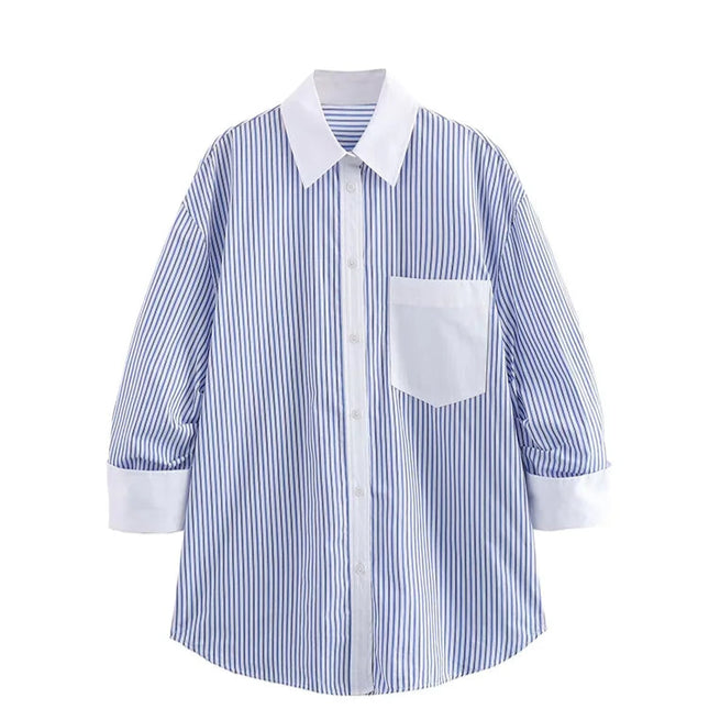 Casual Striped Blouse Shirt - VOLDRI