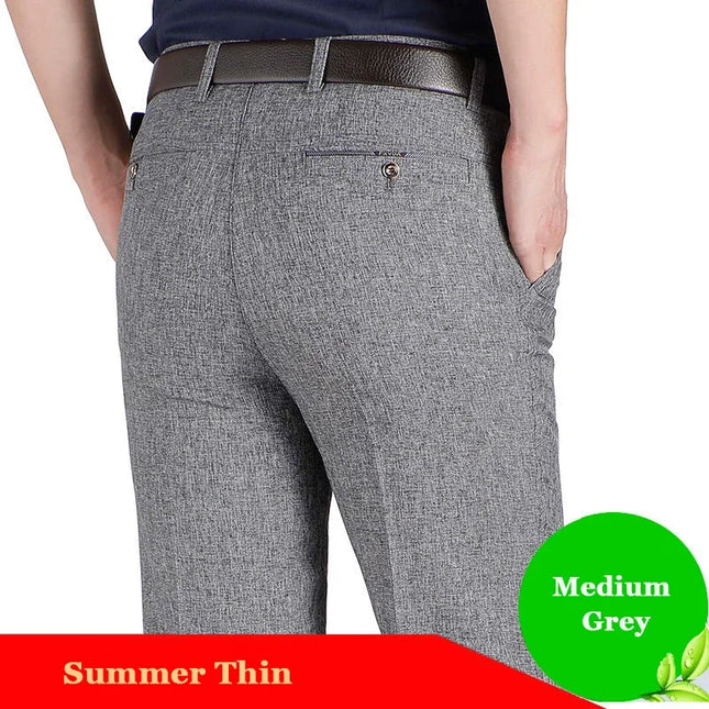 Men's Casual Business Suit Pants Men Mid Full Length Soft Trim Brand Work Trousers Regular Straight Black Gray Large Size 28-40 -   | Stylish & Elegant Fashion by Voldri