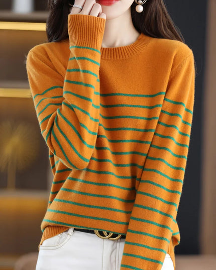 Striped Long Sleeve Sweaters Tops - VOLDRI