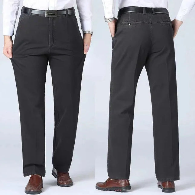 Voldri Men's Cotton Casual Pants - High Waist, Straight Loose Fit -   | Stylish & Elegant Fashion by Voldri