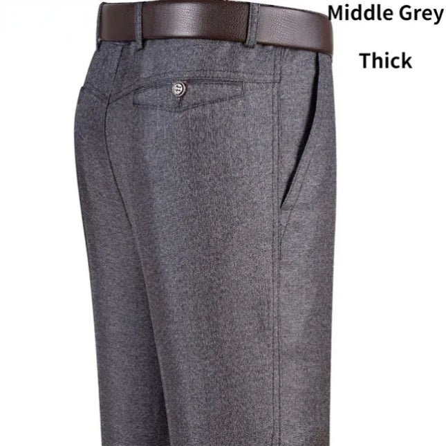 New Men's Summer Thin Business Pants Autumn Fashion Solid Gentle Thicken Casual Trousers Male Brand Suit Pant Black Gray KOACUS -   | Stylish & Elegant Fashion by Voldri