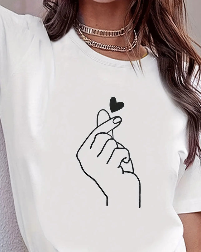 Cute Print Crew Neck T-Shirt