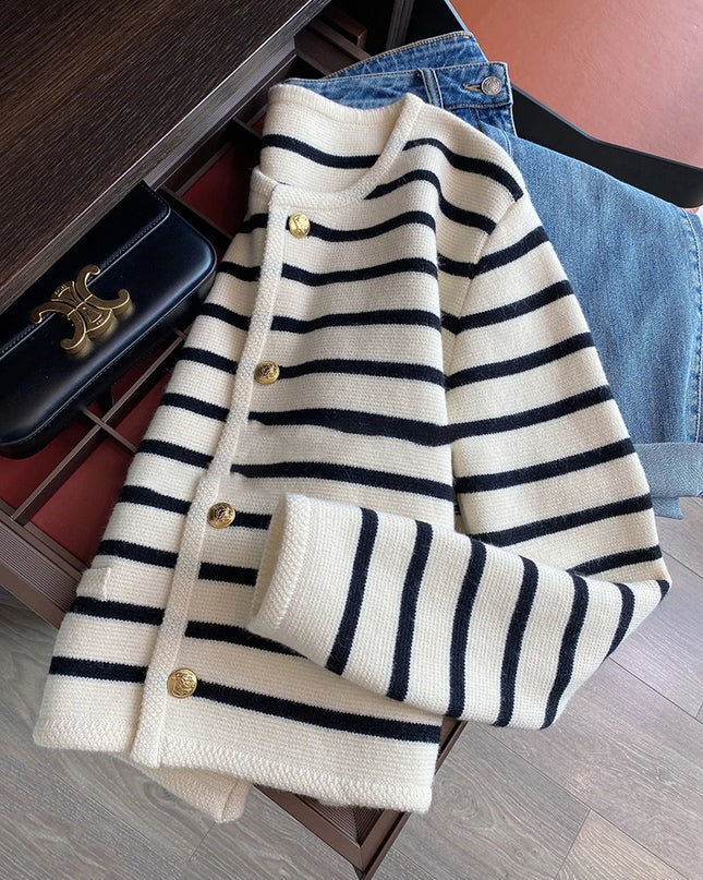 Striped Long Sleeve  Sweater - VOLDRI