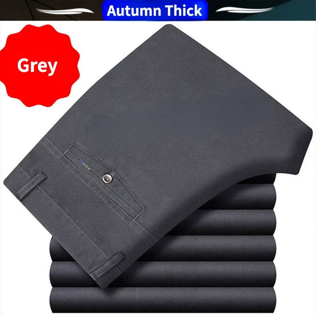 Men's Summer Thin Business Suit Pants Autumn Thick 100% Cotton Classic Casual Fashion Stretch Trousers Male Brand Clothes KOACUS -   | Stylish & Elegant Fashion by Voldri