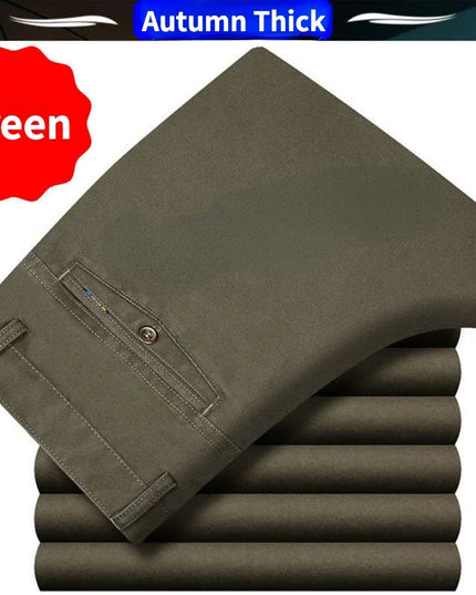 Men's Smart Business Office Pants 100% Cotton Autumn Thickened Summer Thin Solid Quick-Drying Brand Casual Work Trousers KOACUS -   | Stylish & Elegant Fashion by Voldri