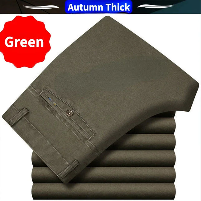 Men's Smart Business Office Pants 100% Cotton Autumn Thickened Summer Thin Solid Quick-Drying Brand Casual Work Trousers KOACUS -   | Stylish & Elegant Fashion by Voldri