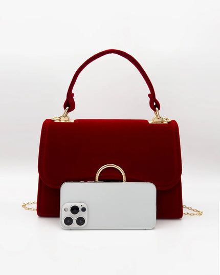 Red Shoulder Bags Golden Chain - VOLDRI