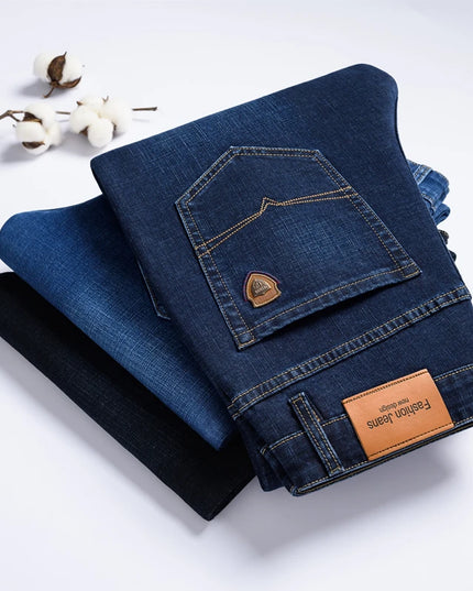 SHAN BAO Men's Stretch Denim Jeans - Classic Business Casual Fit