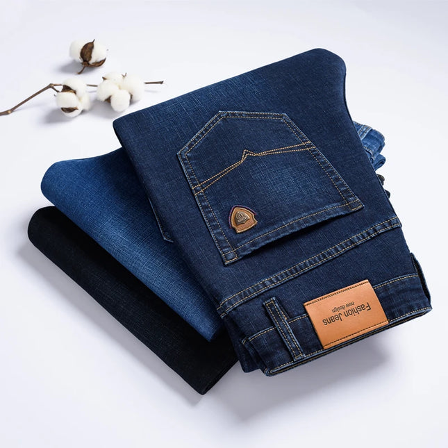 SHAN BAO Men's Stretch Denim Jeans - Classic Business Casual Fit -   | Stylish & Elegant Fashion by Voldri