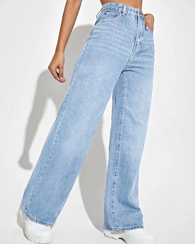 Denim wide leg pants