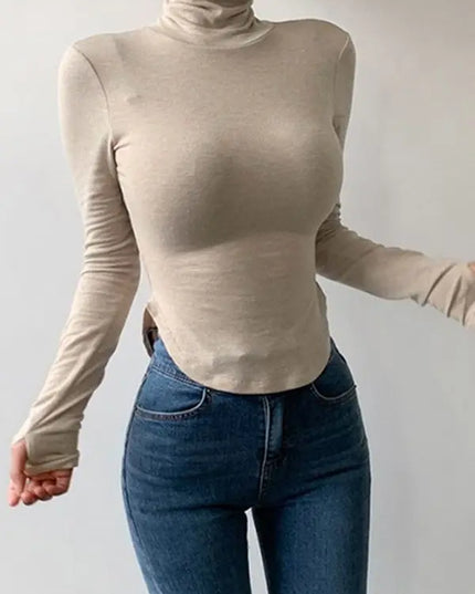 Turtleneck Long Sleeve Shirt - VOLDRI