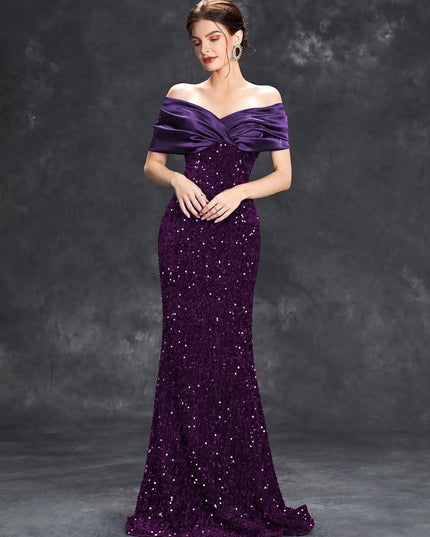 Sequin Velvet Fishtail Dress