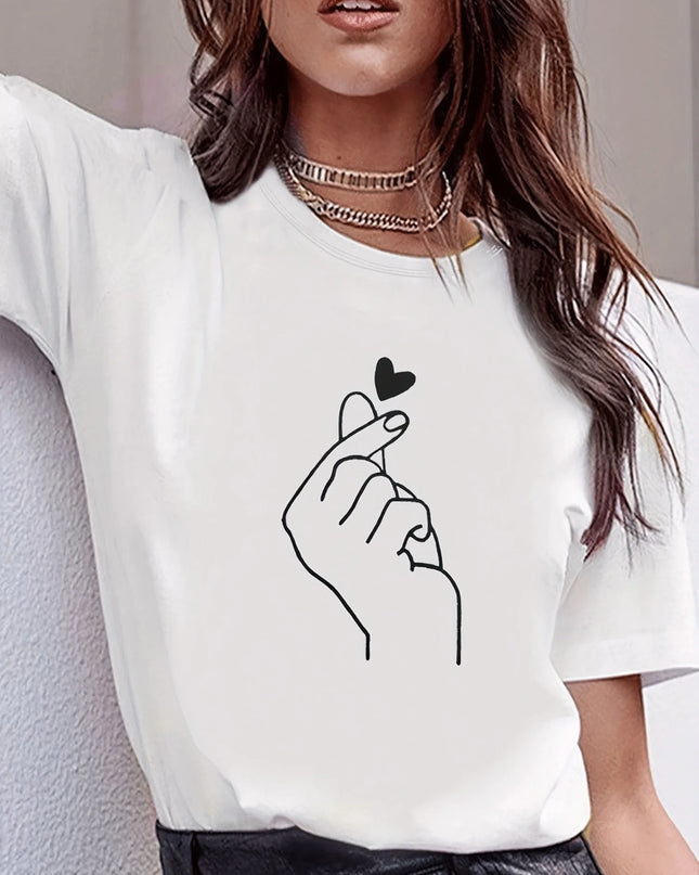 Cute Print Crew Neck T-Shirt