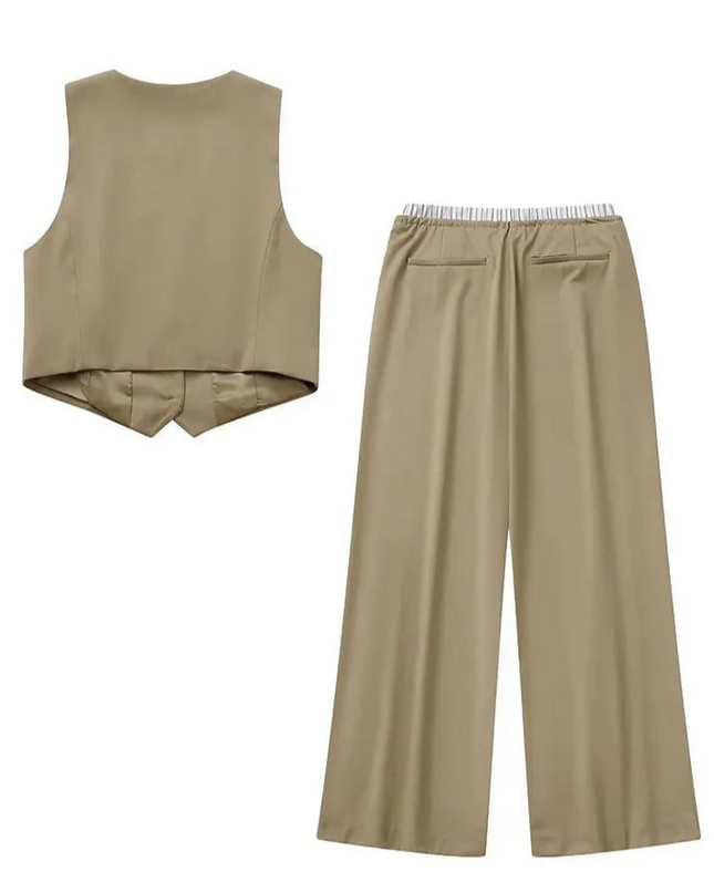 Causal Vest + Drawstring Trousers Set