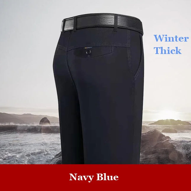 New Arrival Men's 100% Cotton Summer Autumn Casual Pants Fashion Solid Black Khaki Gentle Thicken Trousers Brand Smart Suit Pant -   | Stylish & Elegant Fashion by Voldri