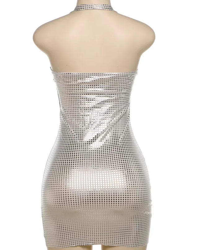 Sequin Halter Mini Dress - VOLDRI