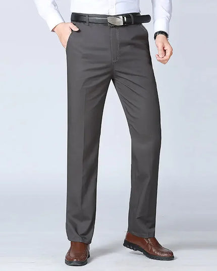 Summer Thin Autumn Thick Men's 100% Cotton Straight Suit Pants Loose Trousers Business Solid Khaki Casual Brand Clothes KOACUS -   | Stylish & Elegant Fashion by Voldri