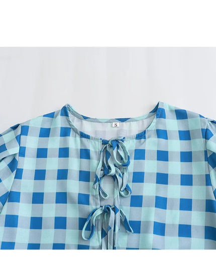 Casual Plaid Loose Blouse - VOLDRI