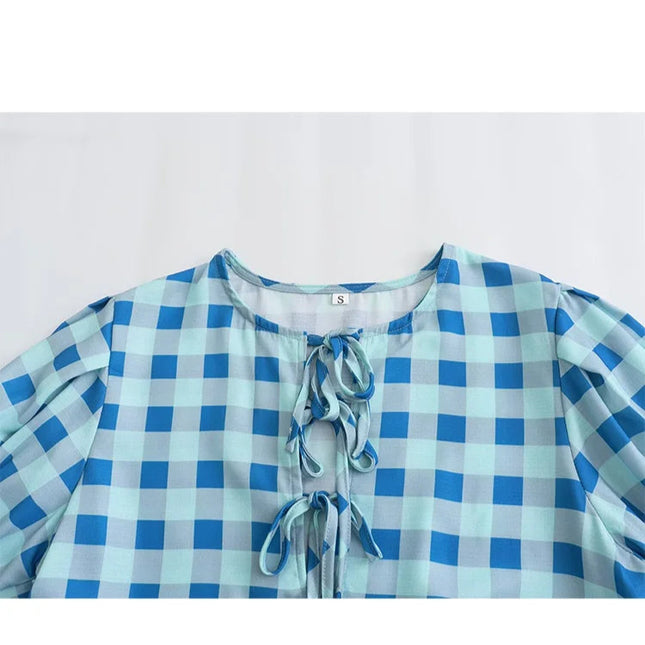 Casual Plaid Loose Blouse - VOLDRI