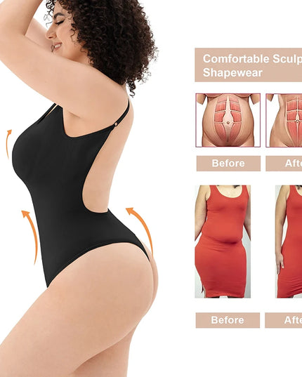 Low Back Bodysuit Tummy Control Shapewear - VOLDRI