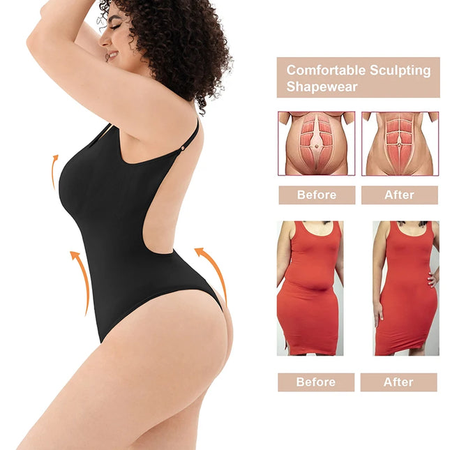 Low Back Bodysuit Tummy Control Shapewear - VOLDRI