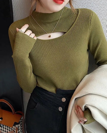 Ribbed Turtleneck Knitted Sweater - VOLDRI