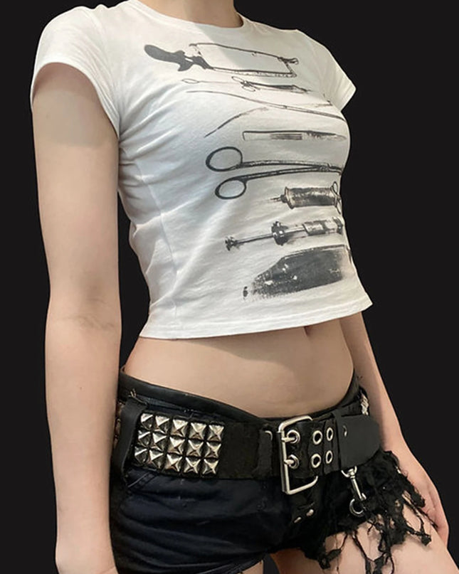 Printed Cropped T Shirt