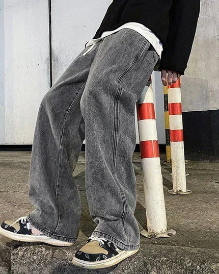 Voldri Men's Loose Straight Wide Leg Jeans - Korean Style Fashion