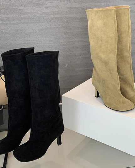 Square Toe Knee High Boots - VOLDRI