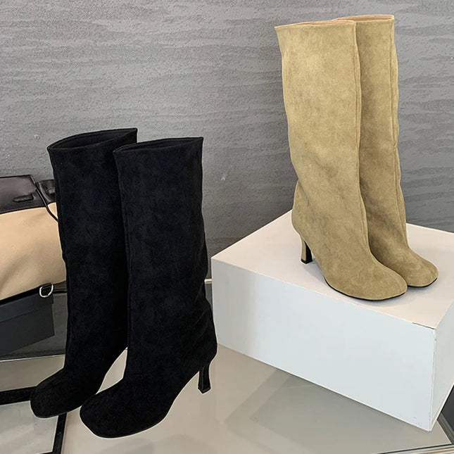 Square Toe Knee High Boots - VOLDRI