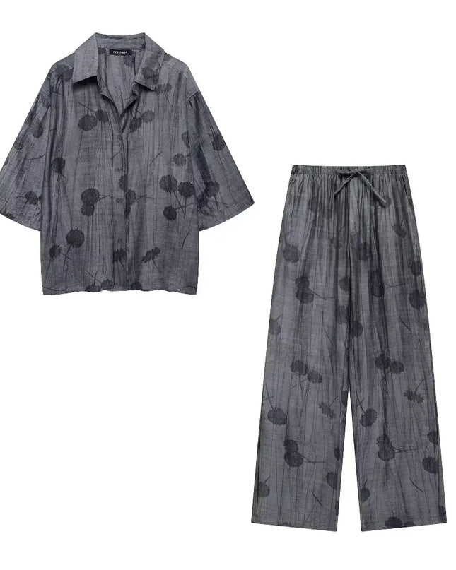 Jacquard  Shirt  Pants  Print Set