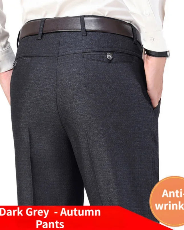 Voldri Men's Casual Suit Pants - Classic Stretch Trousers in Black/Gray -   | Stylish & Elegant Fashion by Voldri