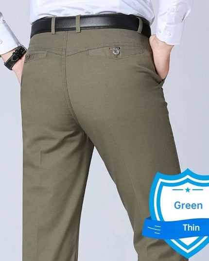 New Arrival Men's 100% Cotton Summer Autumn Casual Pants Fashion Solid Black Khaki Gentle Thicken Trousers Brand Smart Suit Pant -   | Stylish & Elegant Fashion by Voldri
