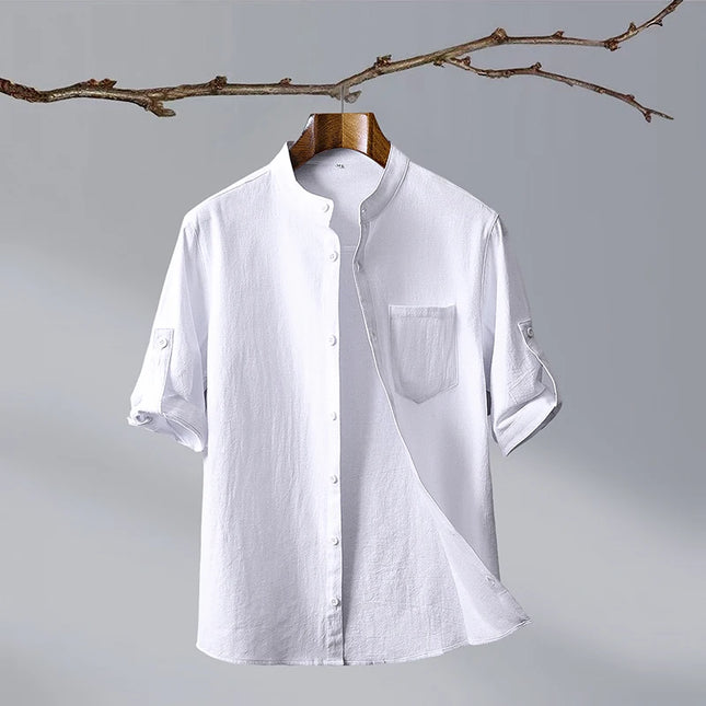 Slim-Fit Cotton Linen Shirt - Casual Business Outdoor Trend for Men