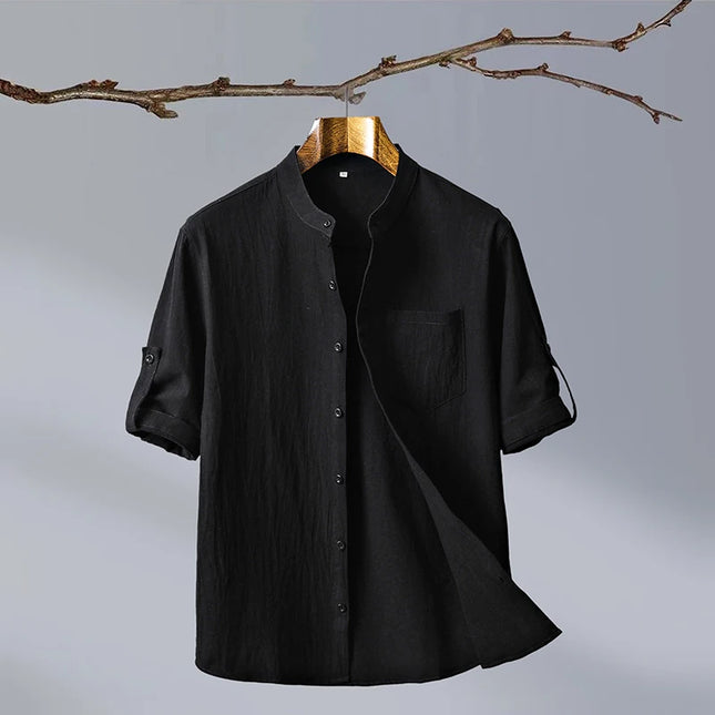 Slim-Fit Cotton Linen Shirt - Casual Business Outdoor Trend for Men
