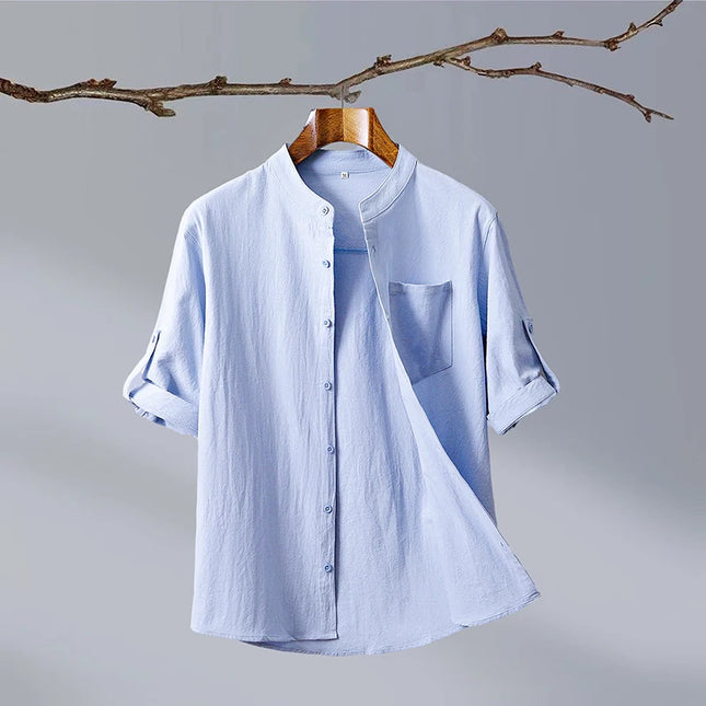 Slim-Fit Cotton Linen Shirt - Casual Business Outdoor Trend for Men