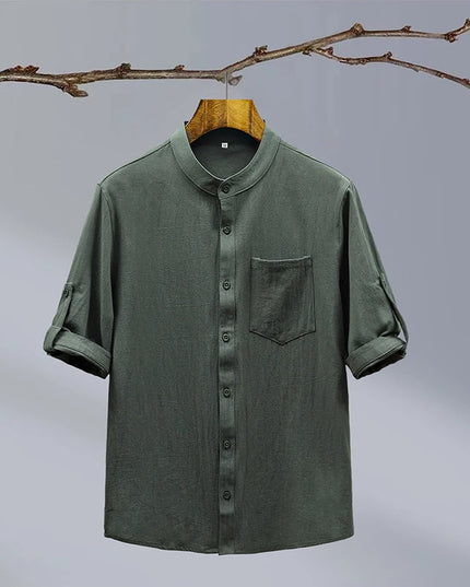 Slim-Fit Cotton Linen Shirt - Casual Business Outdoor Trend for Men