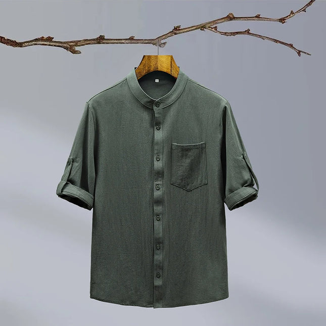 Slim-Fit Cotton Linen Shirt - Casual Business Outdoor Trend for Men