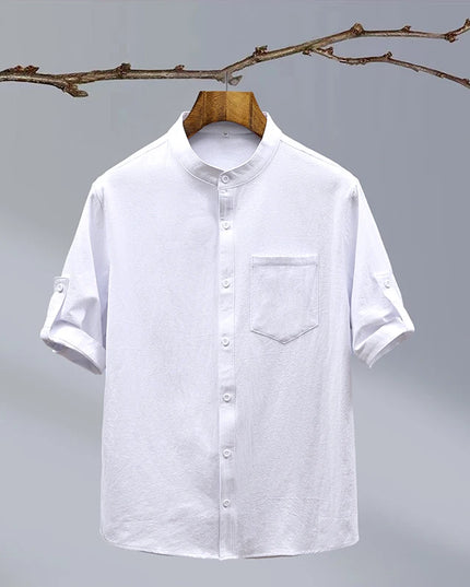 Slim-Fit Cotton Linen Shirt - Casual Business Outdoor Trend for Men