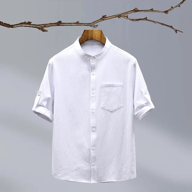 Slim-Fit Cotton Linen Shirt - Casual Business Outdoor Trend for Men