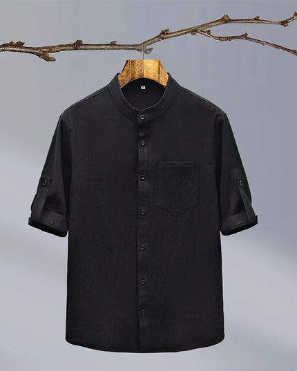 Slim-Fit Cotton Linen Shirt - Casual Business Outdoor Trend for Men