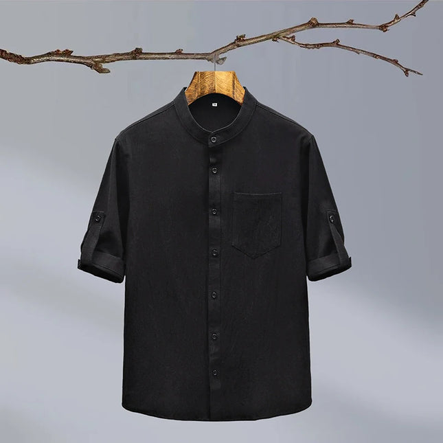 Slim-Fit Cotton Linen Shirt - Casual Business Outdoor Trend for Men
